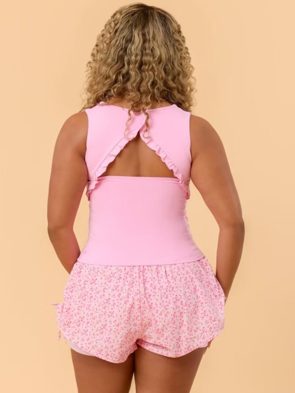 Blogilates Ruffle Back Tank Top - Light Pink - Medium - Picture 2 of 7